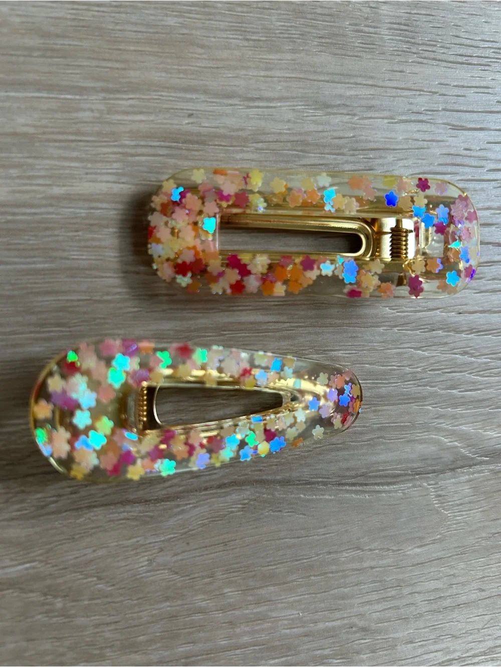 Glitter Star Hair Clip Barettes - Multicolor Set of 2